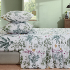 Dark Green Floral Cotton Sheet Set
