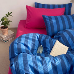 100 cotton cabana stripe blue duvet cover pink reverse
