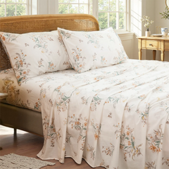 100% cotton elegent floral bed sheet set