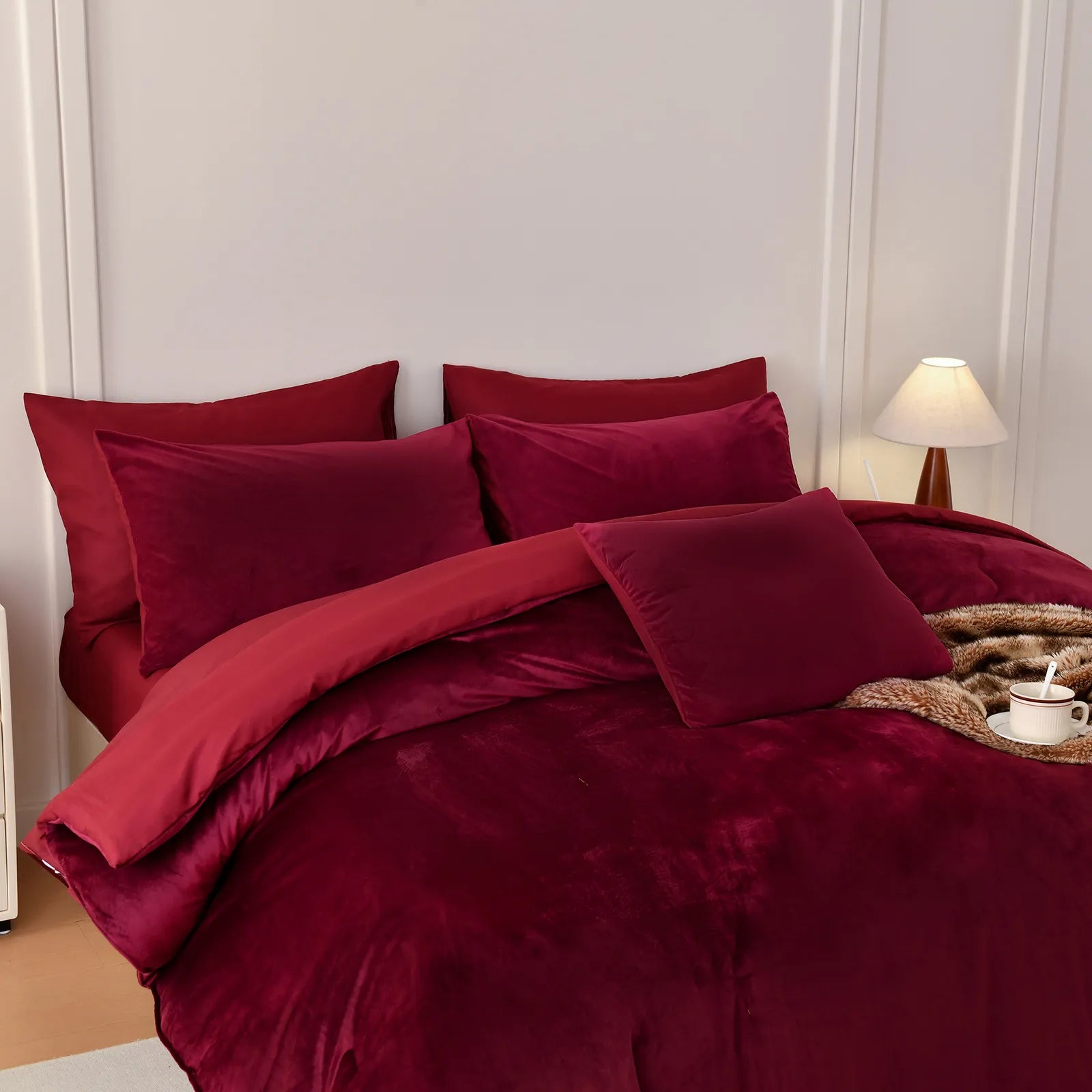 100% cotton red velvet comforter sets