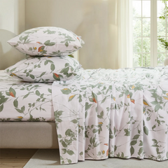 Light Green Floral Cotton Sheet Set