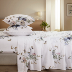 White Vintage Floral Cotton Sheet Set