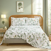 Light Green Floral Cotton Sheet Set