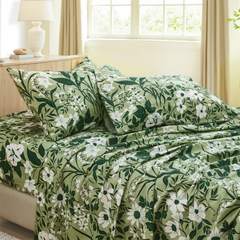 sage green floral sheet set