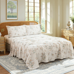 elegent floral bed sheet set 100% cotton