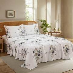 White Vintage Floral Cotton Sheet Set