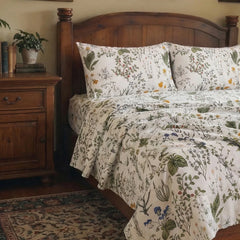 Sage Green Floral Cotton Sheet Set