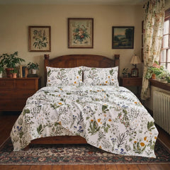 Sage Green Floral Cotton Sheet Set
