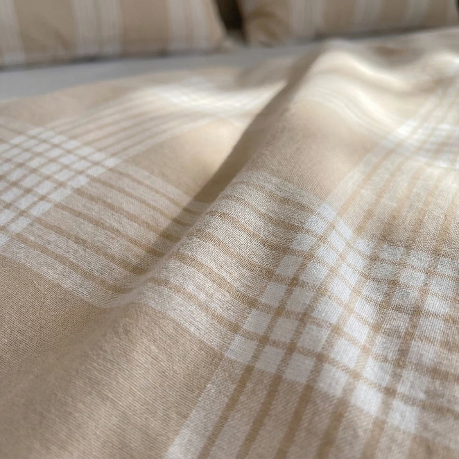 aesthetic earth tone gingham quilt cover minimalist cottage style