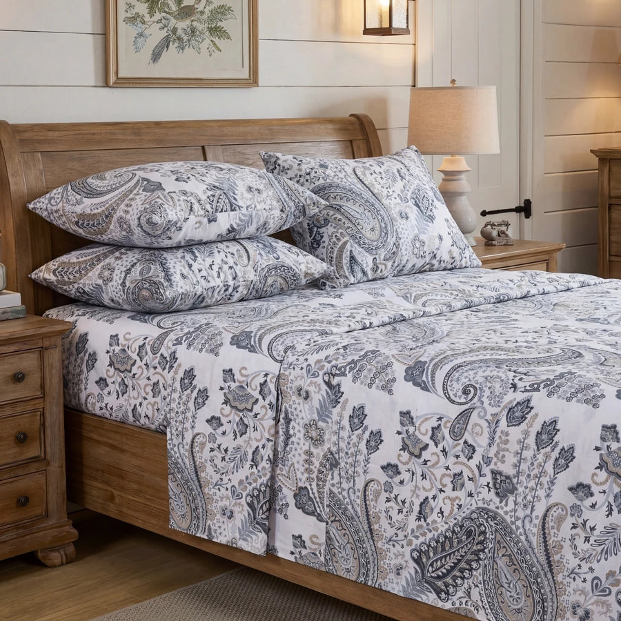 aesthetic sterling heritage paisley botanical print bedspread set