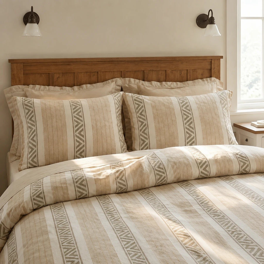 artisan mojave geo duvet cover set beige tan southwestern bedding