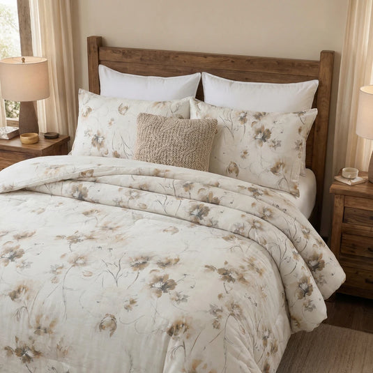 artisanal earth bloom cotton linen fabric texture close up