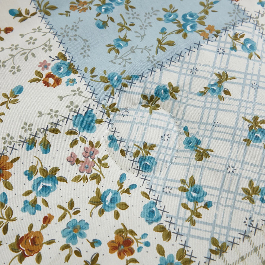 artisanal patchwork fabric texture close up vibrant floral pattern
