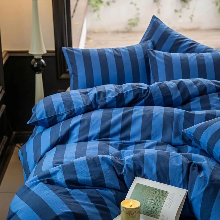 beach house ocean bold striped bedding aesthetic