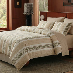 Beige geometric tribal pattern bedding set