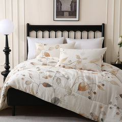 beige linen floral comforter set king