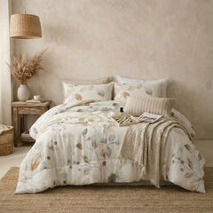 beige linen floral comforter set queen