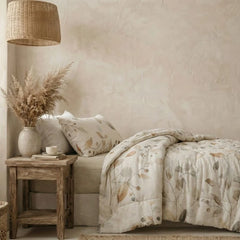 beige linen floral comforter sets