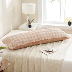 beige rabbit velvet long pillowcase queen