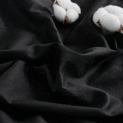 Black duvet fabric texture close-up with two white cotton details