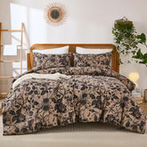 black and brown floral bedding sets queen size