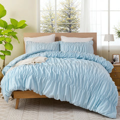 blue cotton embroidered comforter sets