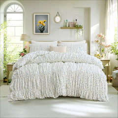 Blue floral cotton duvet set front view