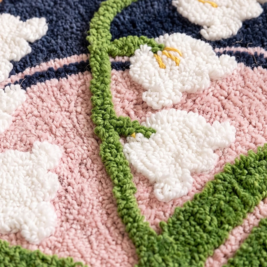 botanical bloom rug valley bell tufted flower detail closeup