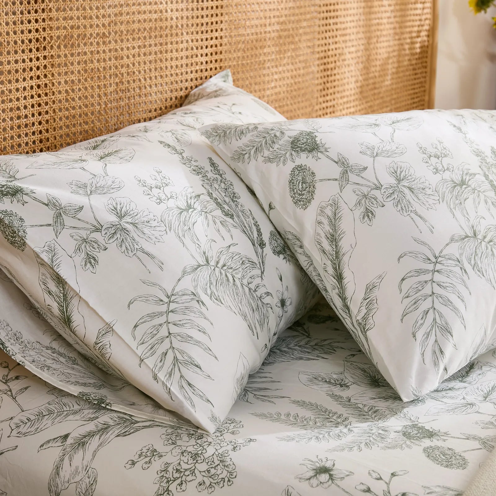 Botanical Sketch Cotton Pillowcases angled view