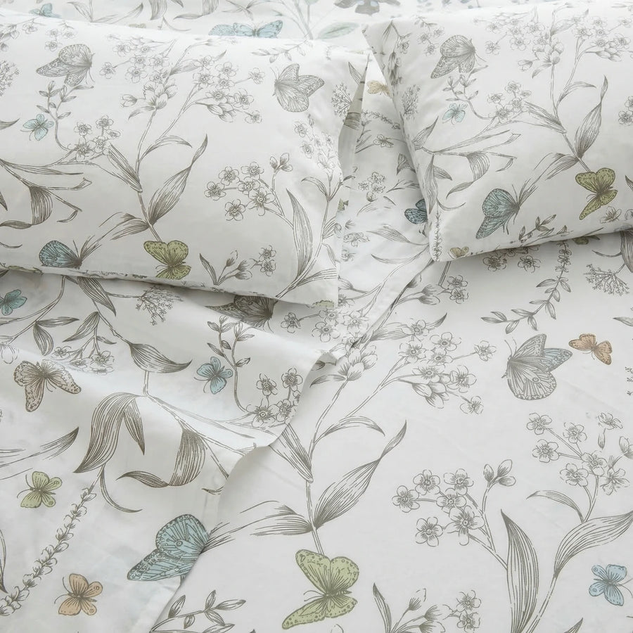 botanical wildflower print cotton sheet close up pattern