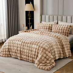brown gradient rabbit velve bedding set