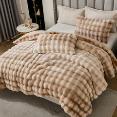 brown gradient rabbit velvet comforter set
