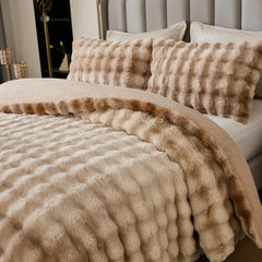 brown gradient rabbit velve bedding set