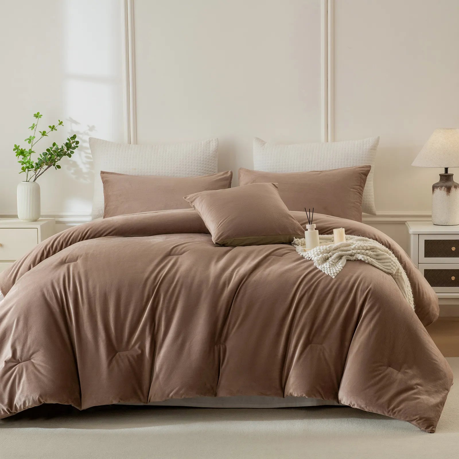 brown velvet comforter set king size