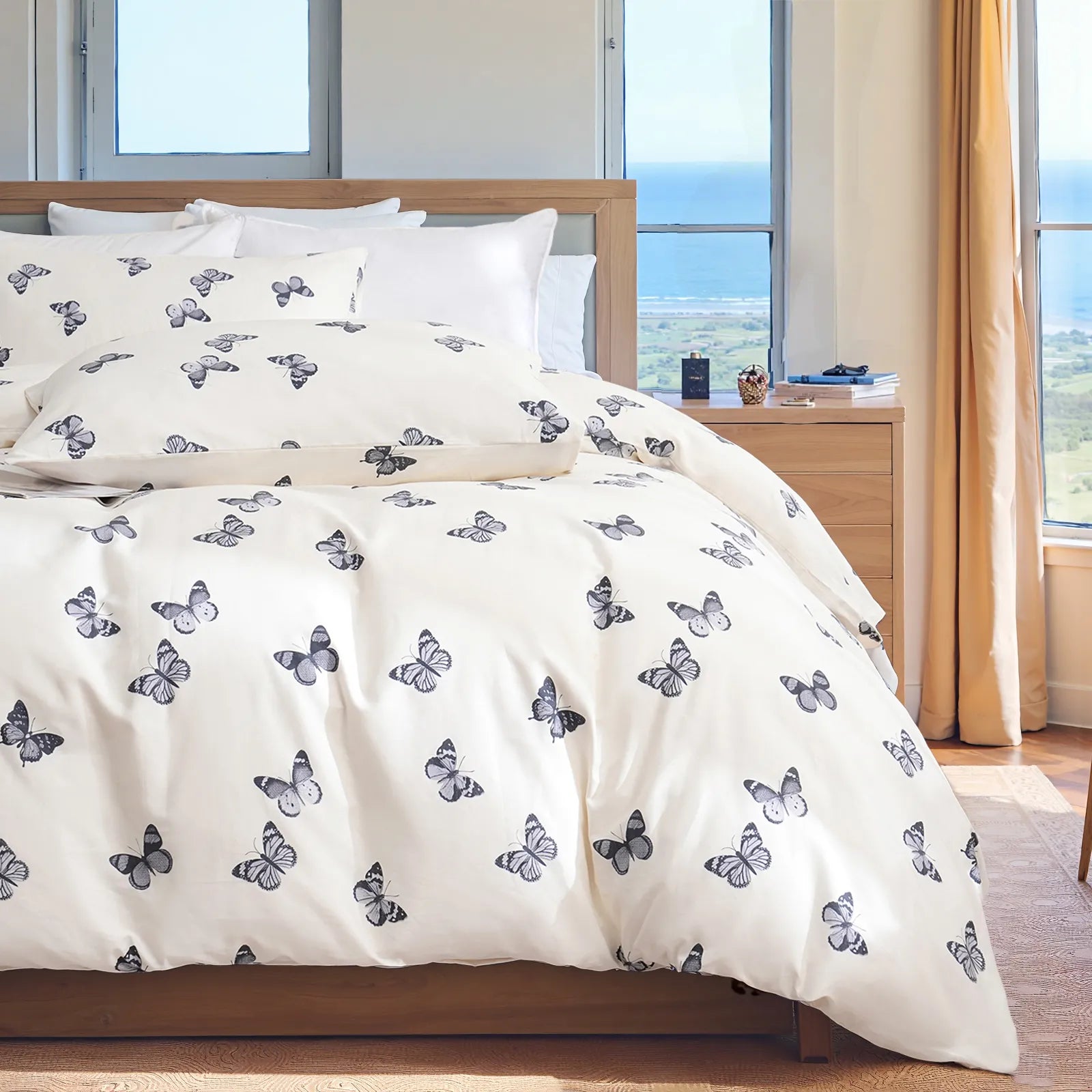 The butterfly duvet cover set neatly folded for display