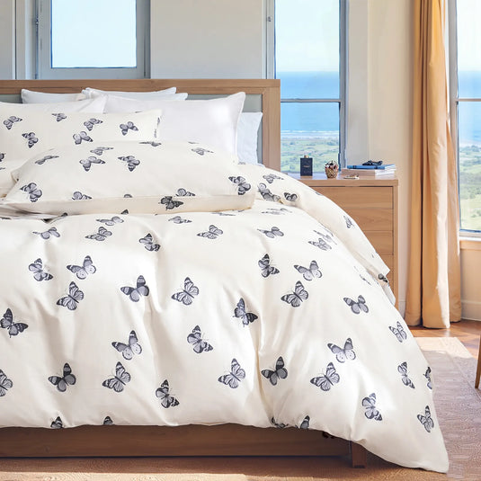 The butterfly duvet cover set neatly folded for display