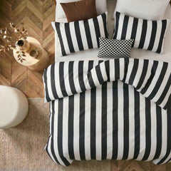 cabana black and white striped duvet cover set