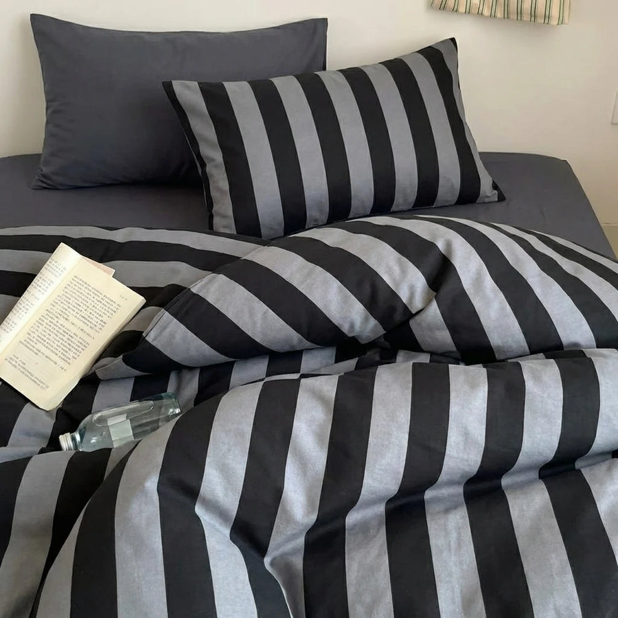 coal bold wide stripe pillowcases dark gray decor