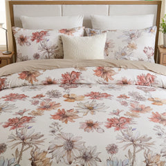 Detailed view of the bedding set, including the comforter and pillowcases
