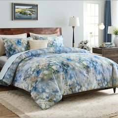 cotton blue flower bedding set queen