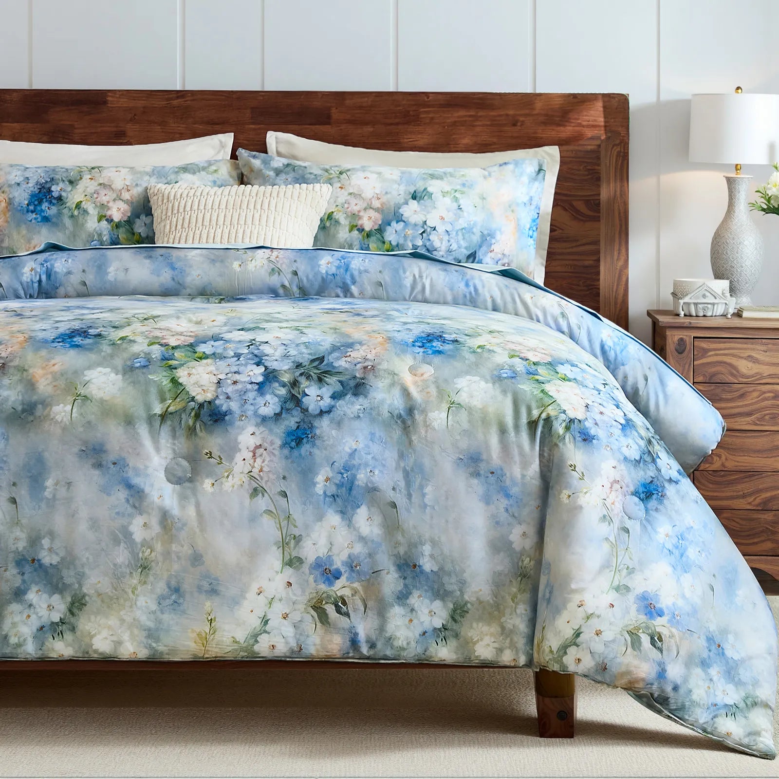cotton blue flower comforter sets