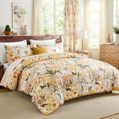 cotton yellow flower bedding set king