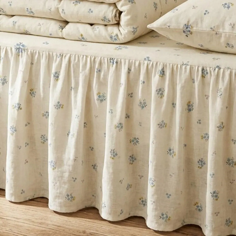 dainty wildflower meadow bed skirt gathered pleating detail