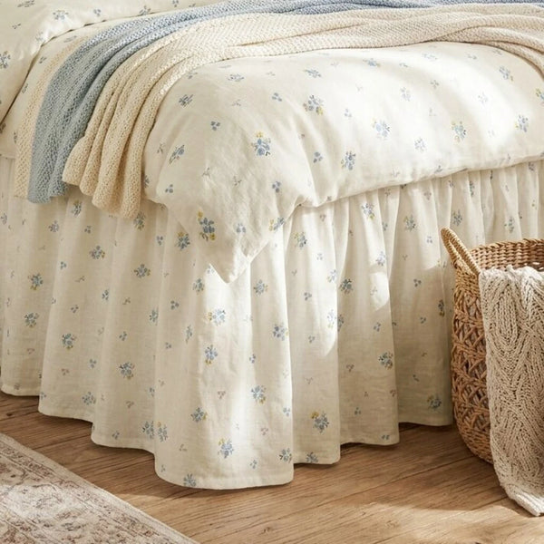 dainty wildflower meadow bed skirt ruffled linen layering