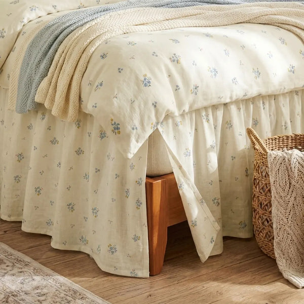 dainty wildflower meadow bed skirt ruffled linen layering