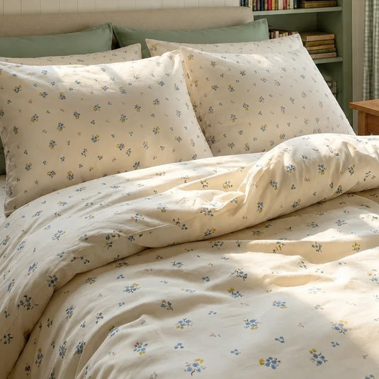 dainty wildflower meadow duvet cover set cream blue ditsy floral bedding