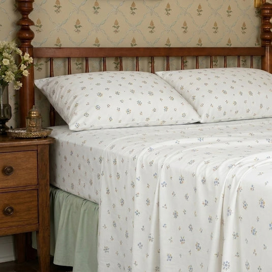 dainty wildflower meadow sheet set flat lay