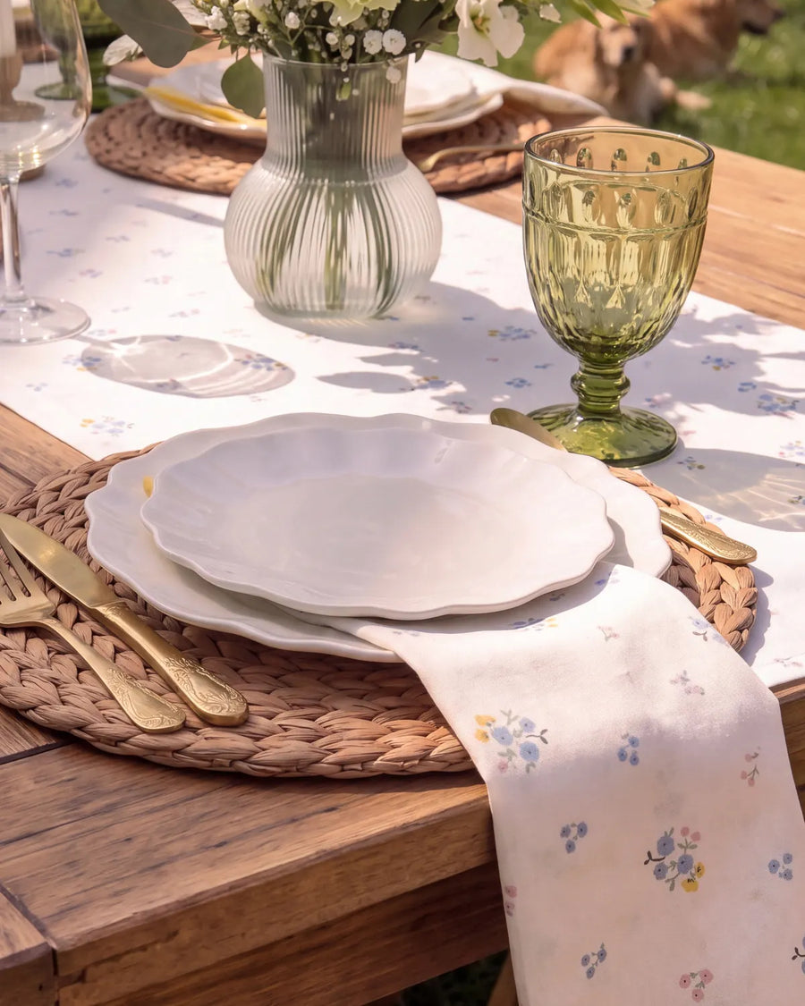 dainty wildflower napkin close up table runner