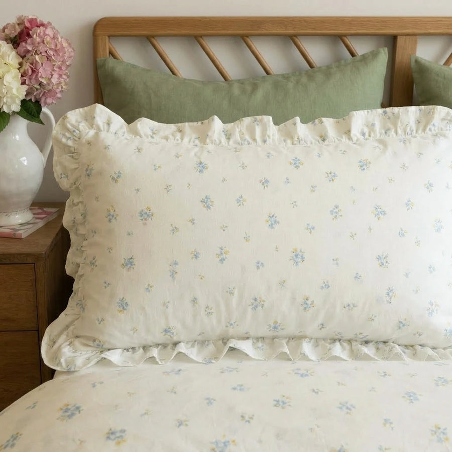 dainty wildflower printed ruffle pillowcase single shot