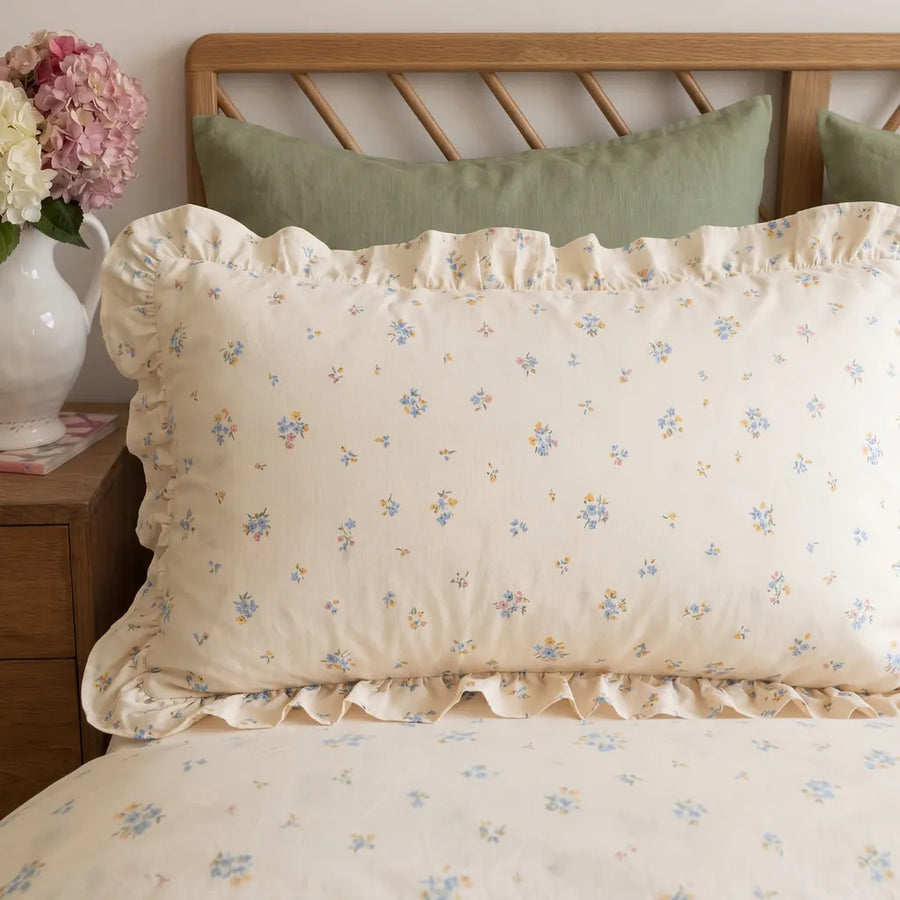 dainty wildflower printed ruffle pillowcase single shot